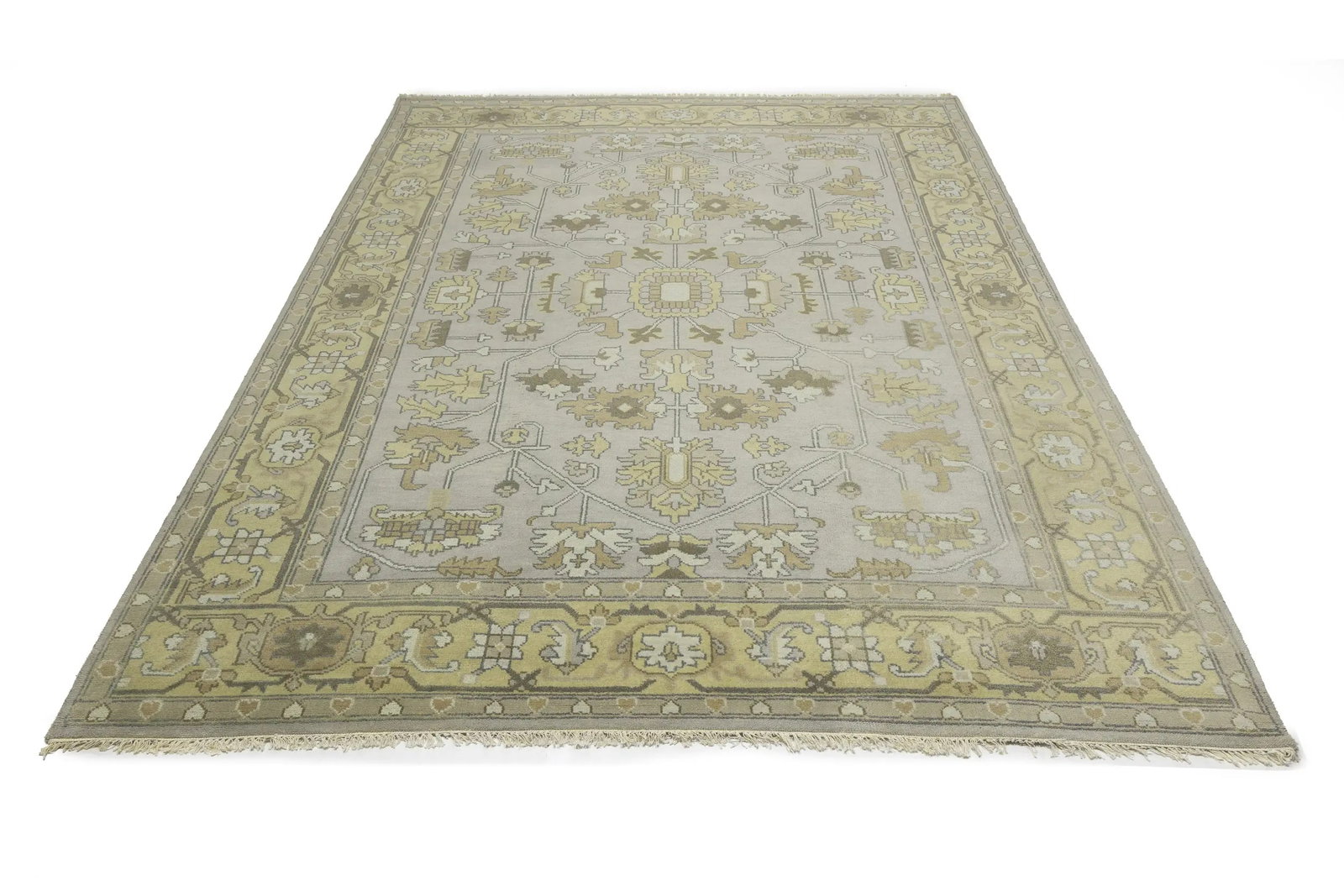 Gray Floral Traditional 9X12 Oushak Chobi Oriental Rug - 4