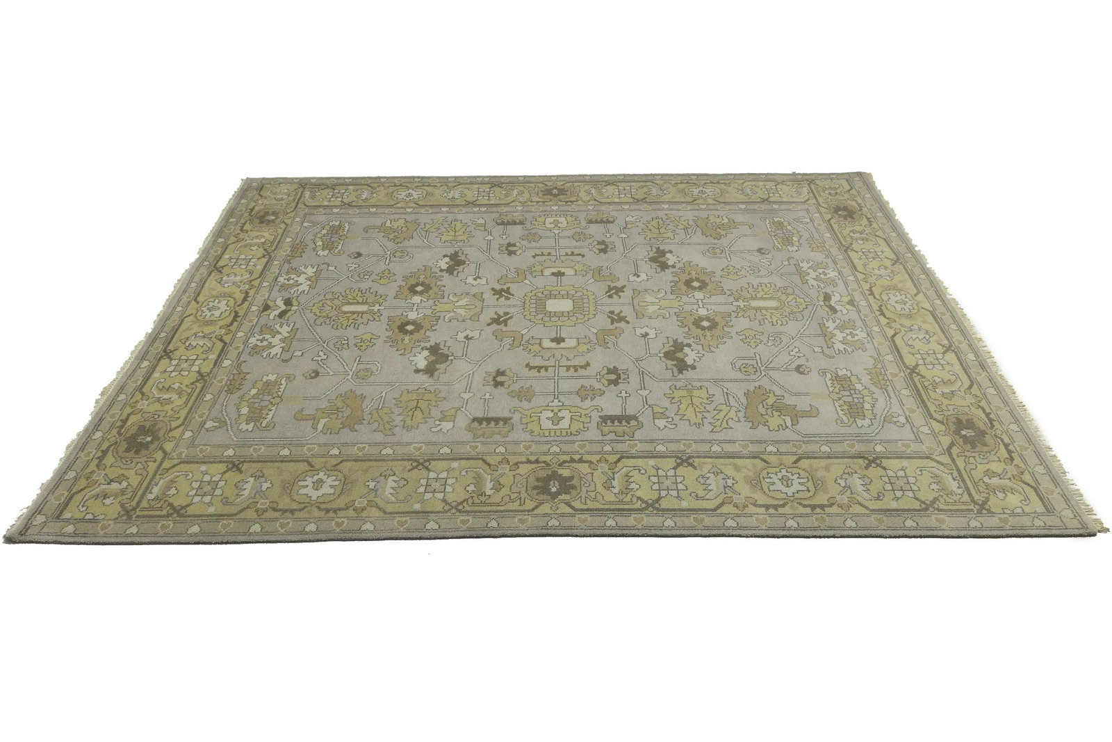 Gray Floral Traditional 9X12 Oushak Chobi Oriental Rug - 5