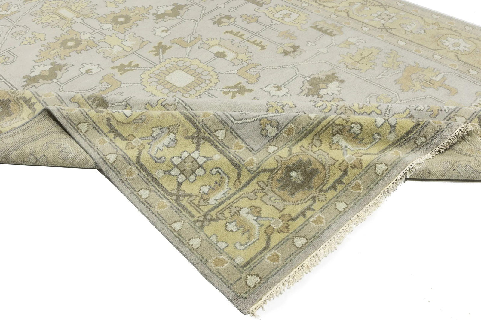 Gray Floral Traditional 9X12 Oushak Chobi Oriental Rug - 9
