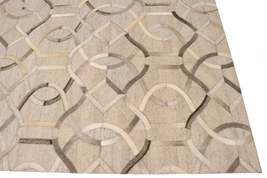 Silver Gray Cowhide 8X10 Modern Leather Rug - 10