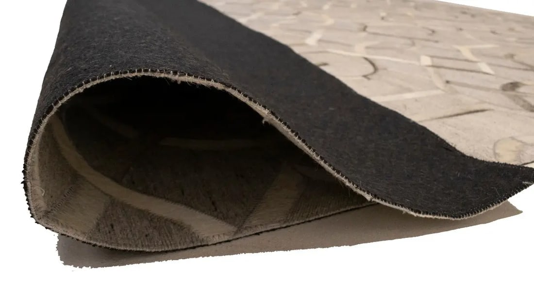 Silver Gray Cowhide 8X10 Modern Leather Rug - 15