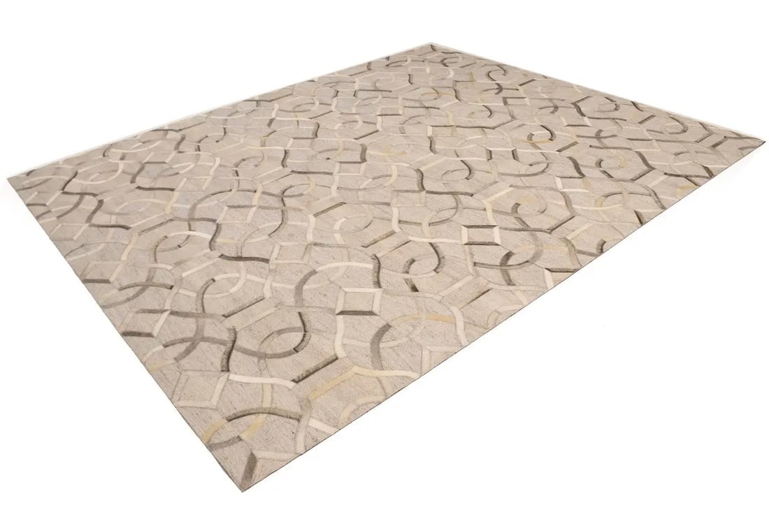 Silver Gray Cowhide 8X10 Modern Leather Rug - 5