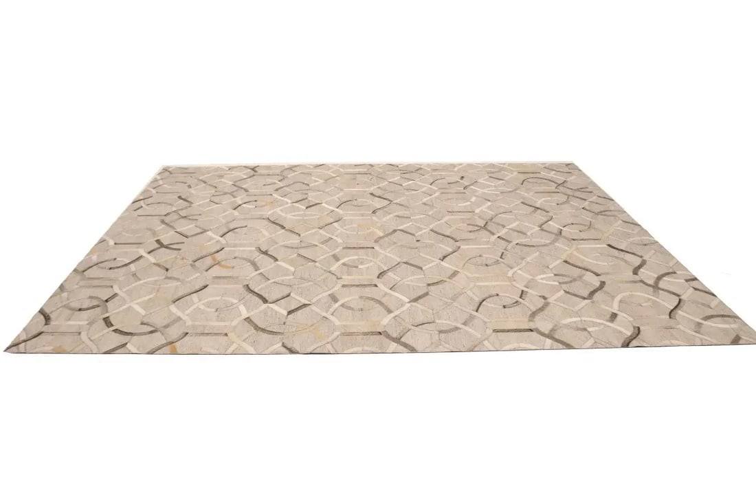 Silver Gray Cowhide 8X10 Modern Leather Rug - 6