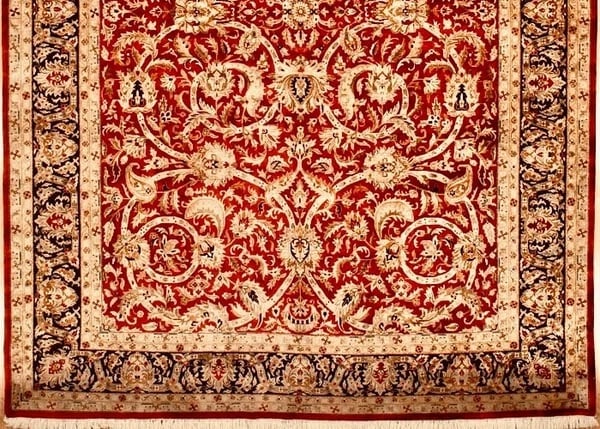 Hand Knotted Indo-Tabriz Red Wool Oriental Area Rug Carpet 9'11" x 13'11" - 2