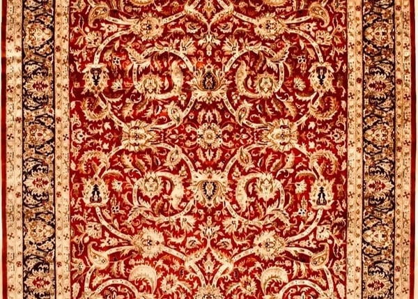 Hand Knotted Indo-Tabriz Red Wool Oriental Area Rug Carpet 9'11" x 13'11" - 3