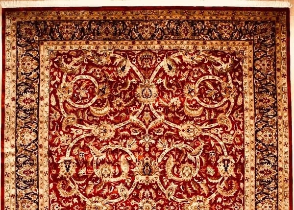 Hand Knotted Indo-Tabriz Red Wool Oriental Area Rug Carpet 9'11" x 13'11" - 4