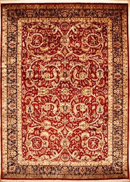 Hand Knotted Indo-Tabriz Red Wool Oriental Area Rug Carpet 9'11" x 13'11" - 6