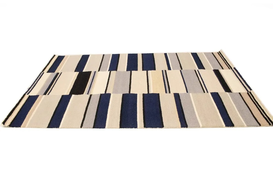 Multicolored Stripes 5X8 Hand-Tufted Modern Rug - 5