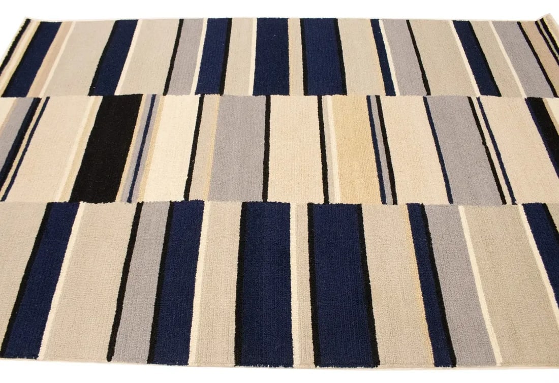 Multicolored Stripes 5X8 Hand-Tufted Modern Rug - 6