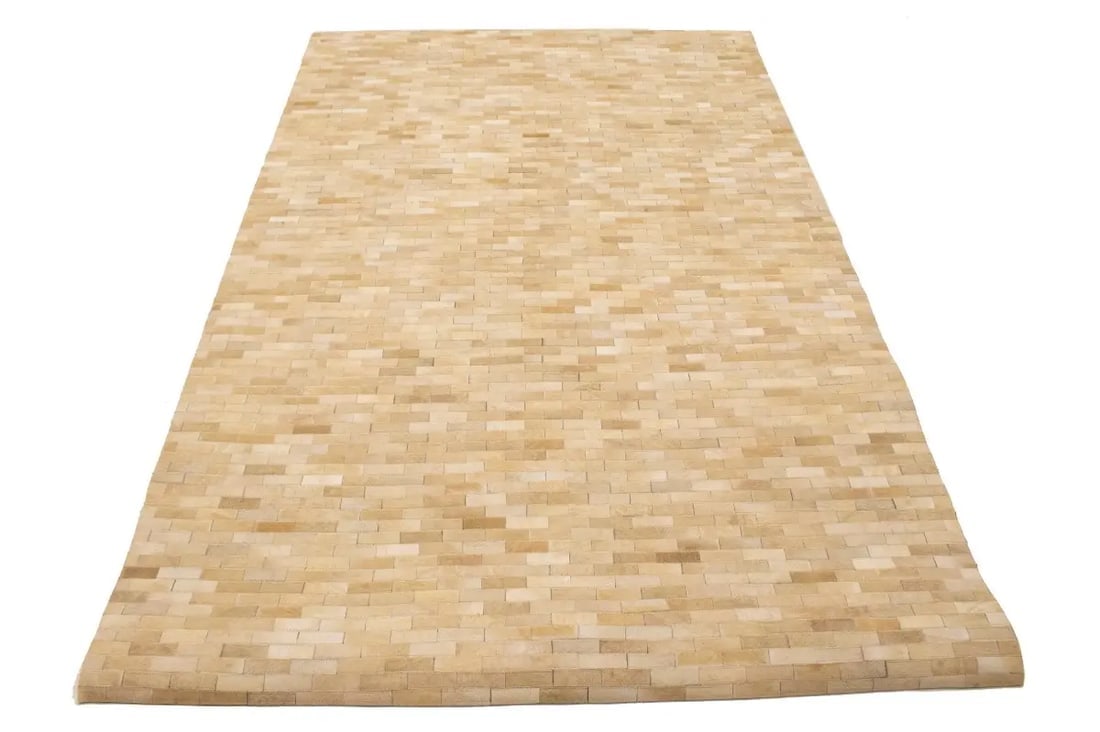 Beige Cowhide 5X8 Modern Leather Rug - 12
