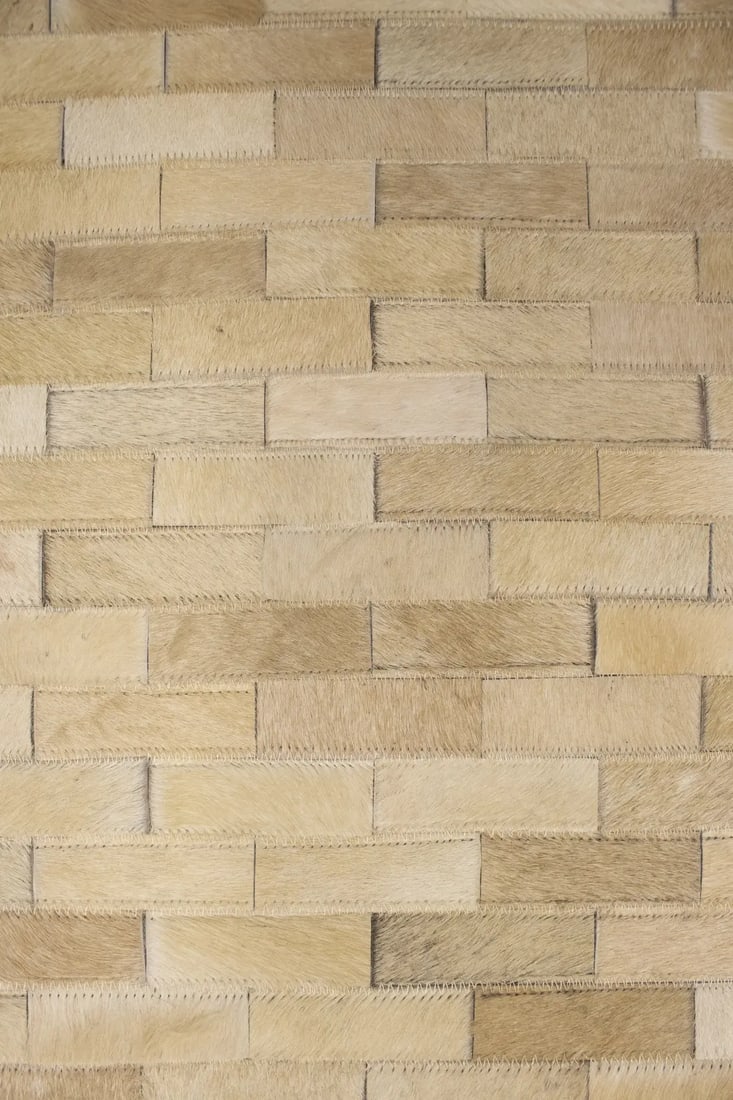 Beige Cowhide 5X8 Modern Leather Rug - 13