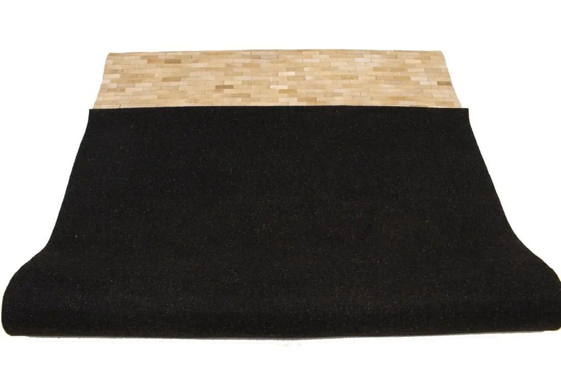 Beige Cowhide 5X8 Modern Leather Rug - 16