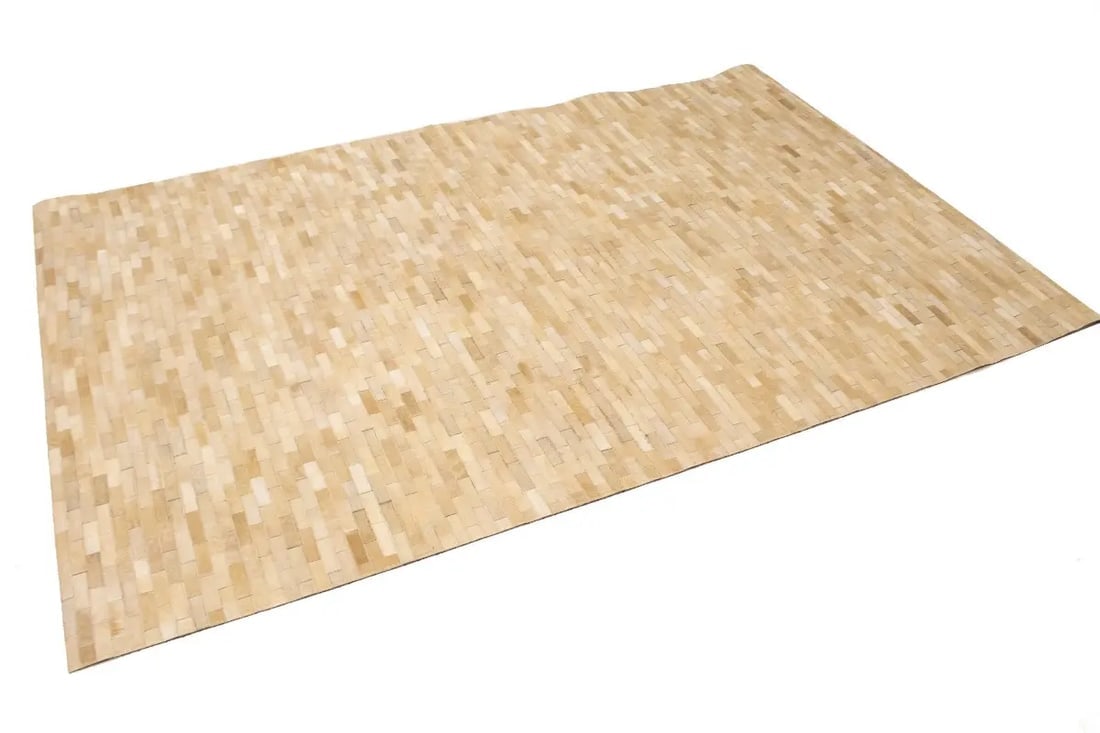 Beige Cowhide 5X8 Modern Leather Rug - 4