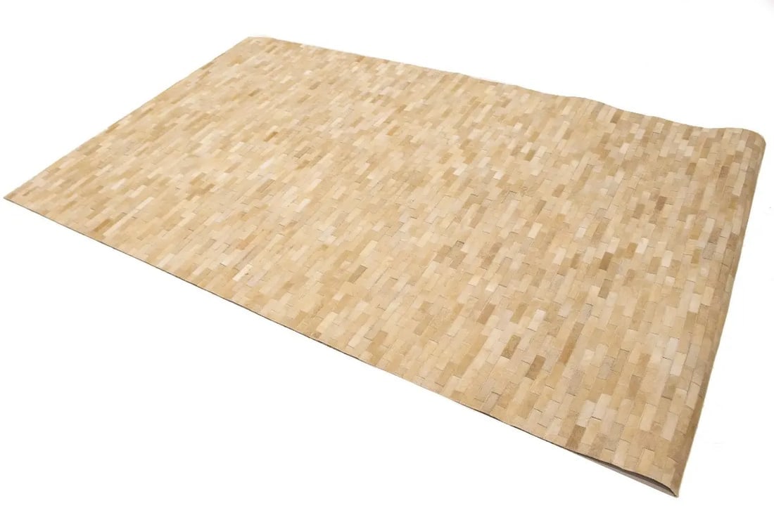 Beige Cowhide 5X8 Modern Leather Rug - 5