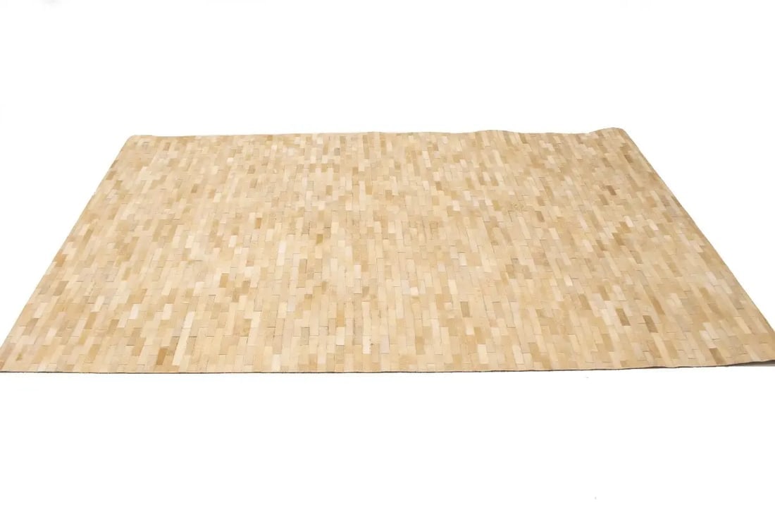 Beige Cowhide 5X8 Modern Leather Rug - 6