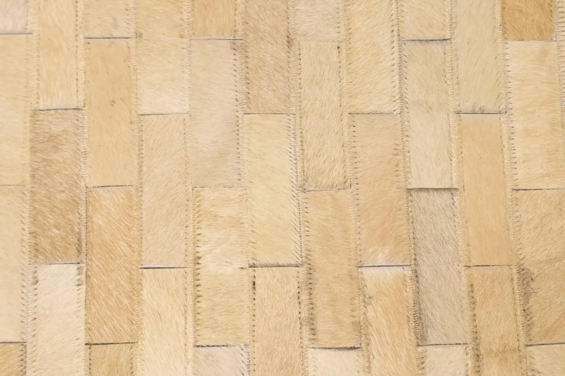 Beige Cowhide 5X8 Modern Leather Rug - 8