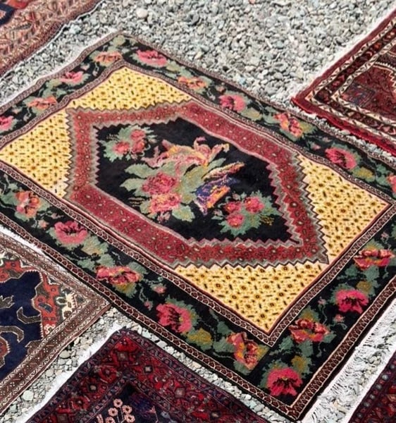 Hand Knotted Karabagh Tribal Wool Black Caucasian Oriental Rug 5' x 7'3" - 5