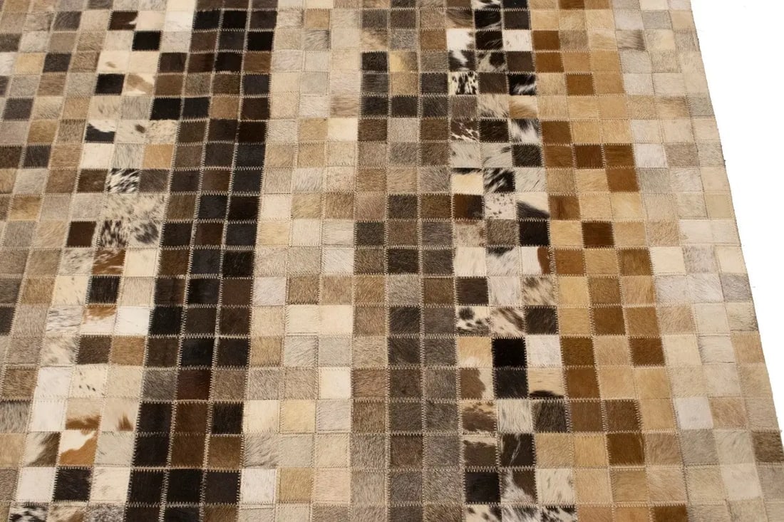 Multicolored Cowhide 8X10 Modern Leather Rug - 10