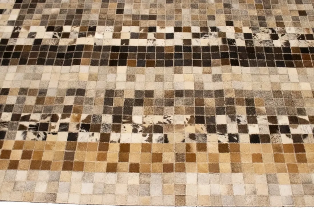 Multicolored Cowhide 8X10 Modern Leather Rug - 11