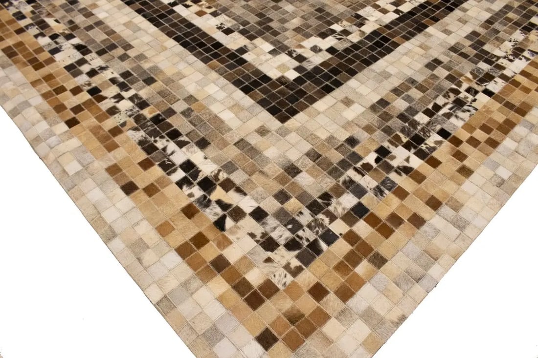Multicolored Cowhide 8X10 Modern Leather Rug - 12