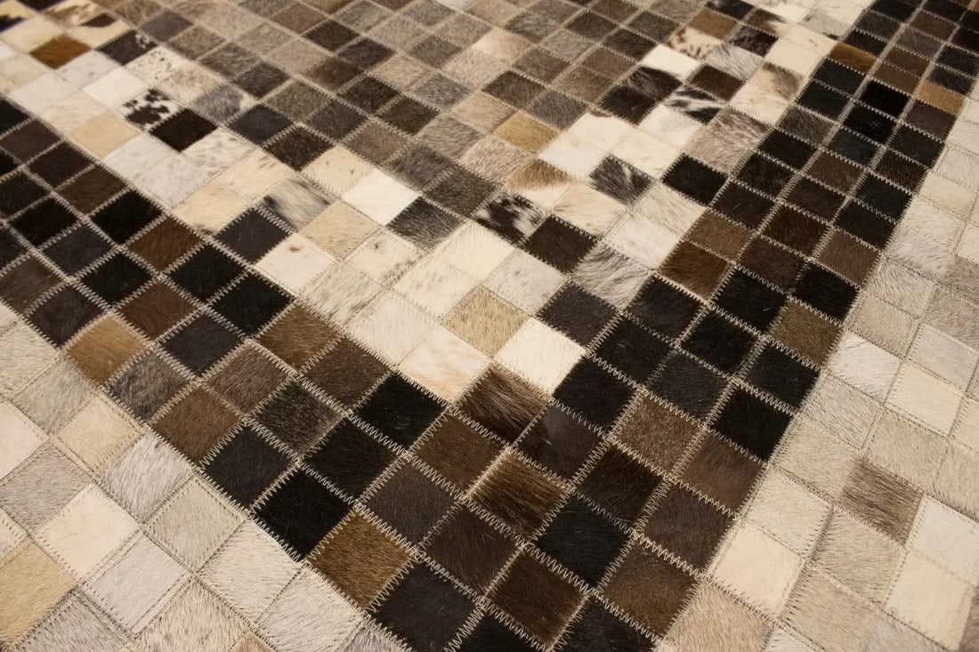 Multicolored Cowhide 8X10 Modern Leather Rug - 13