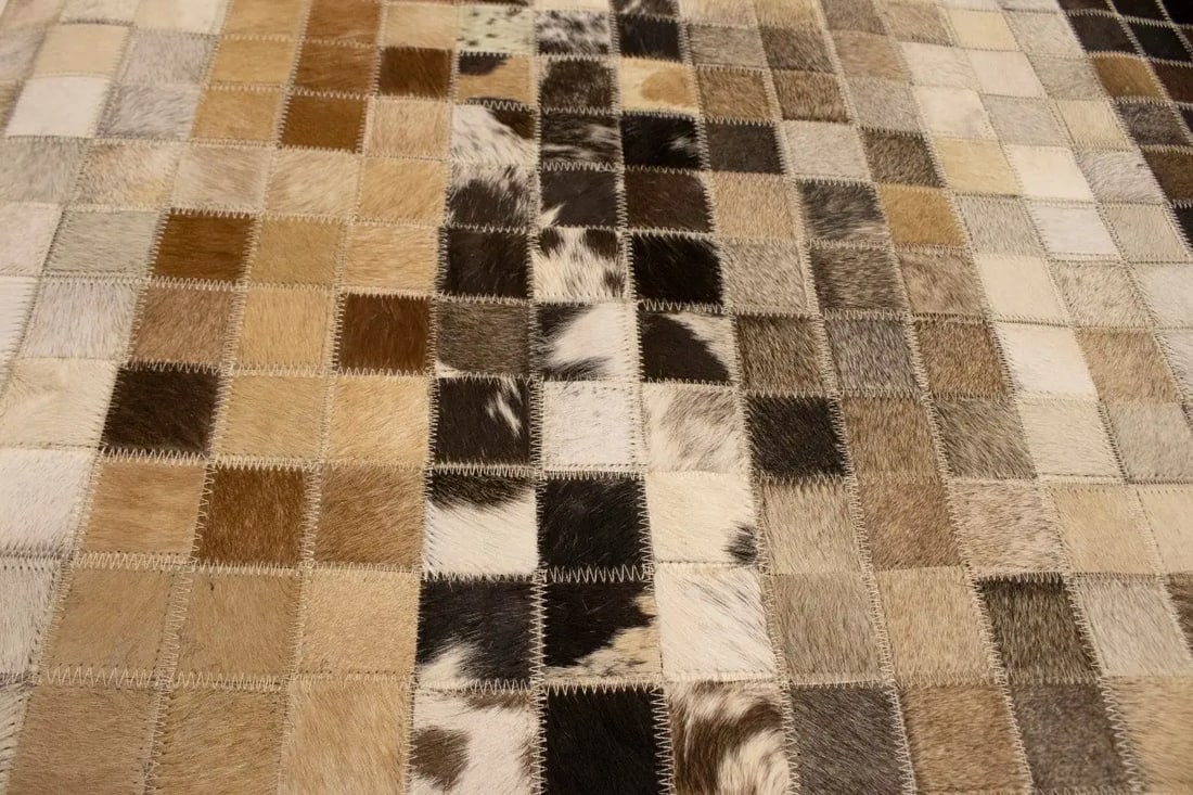 Multicolored Cowhide 8X10 Modern Leather Rug - 14