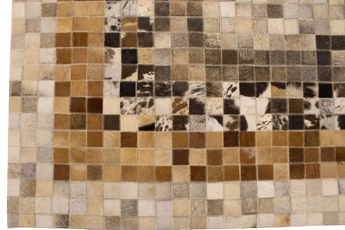 Multicolored Cowhide 8X10 Modern Leather Rug - 15