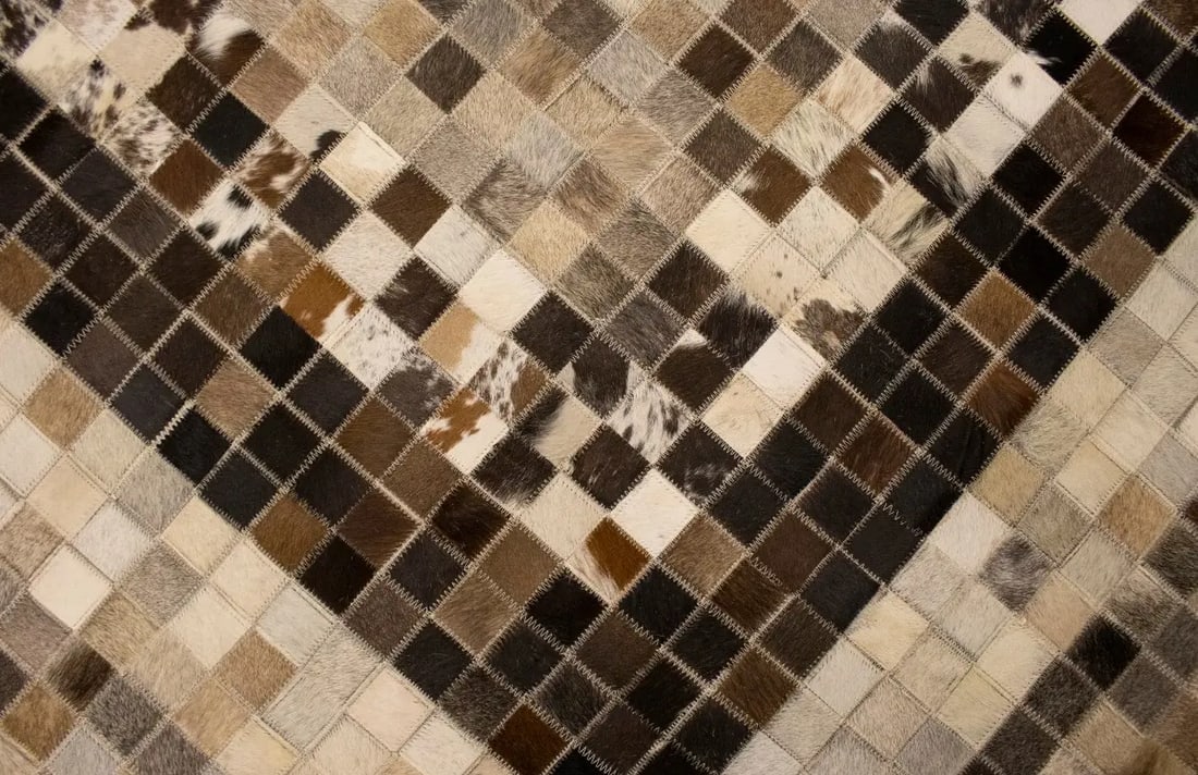 Multicolored Cowhide 8X10 Modern Leather Rug - 16
