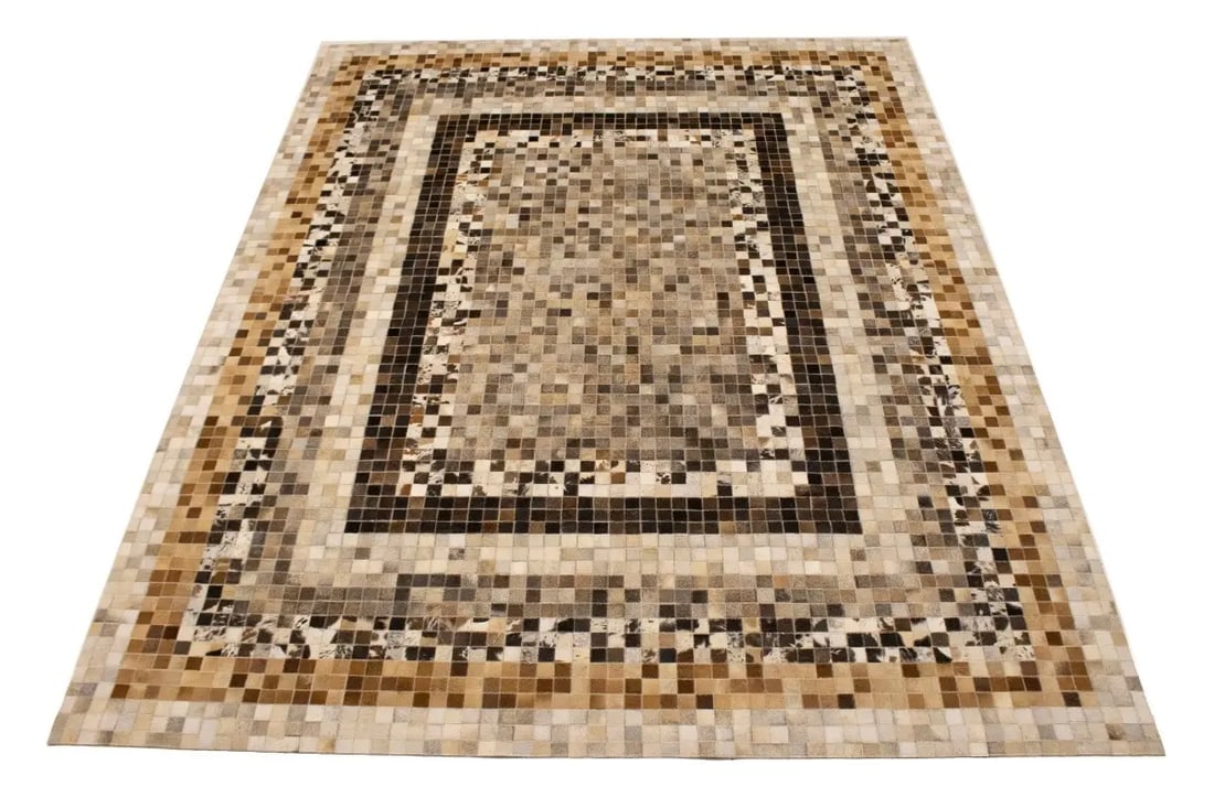 Multicolored Cowhide 8X10 Modern Leather Rug - 3
