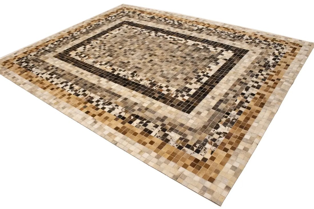 Multicolored Cowhide 8X10 Modern Leather Rug - 4
