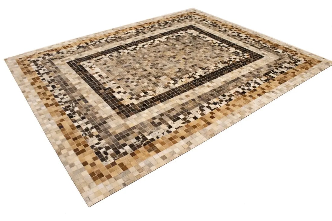 Multicolored Cowhide 8X10 Modern Leather Rug - 5