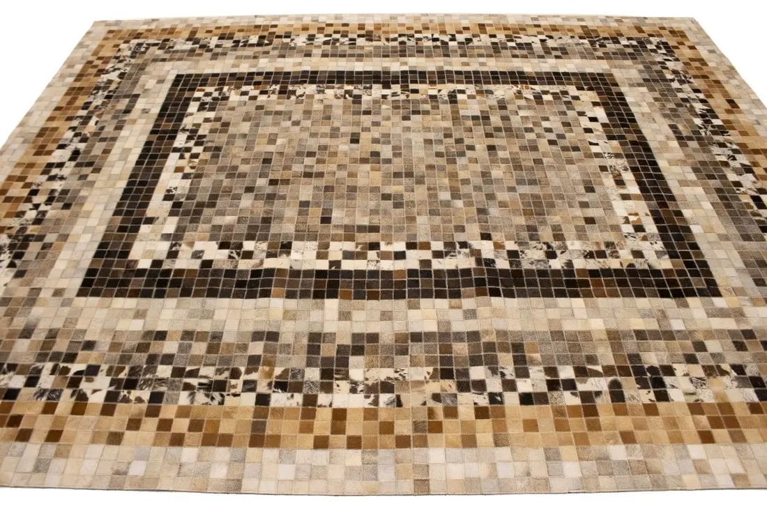 Multicolored Cowhide 8X10 Modern Leather Rug - 7