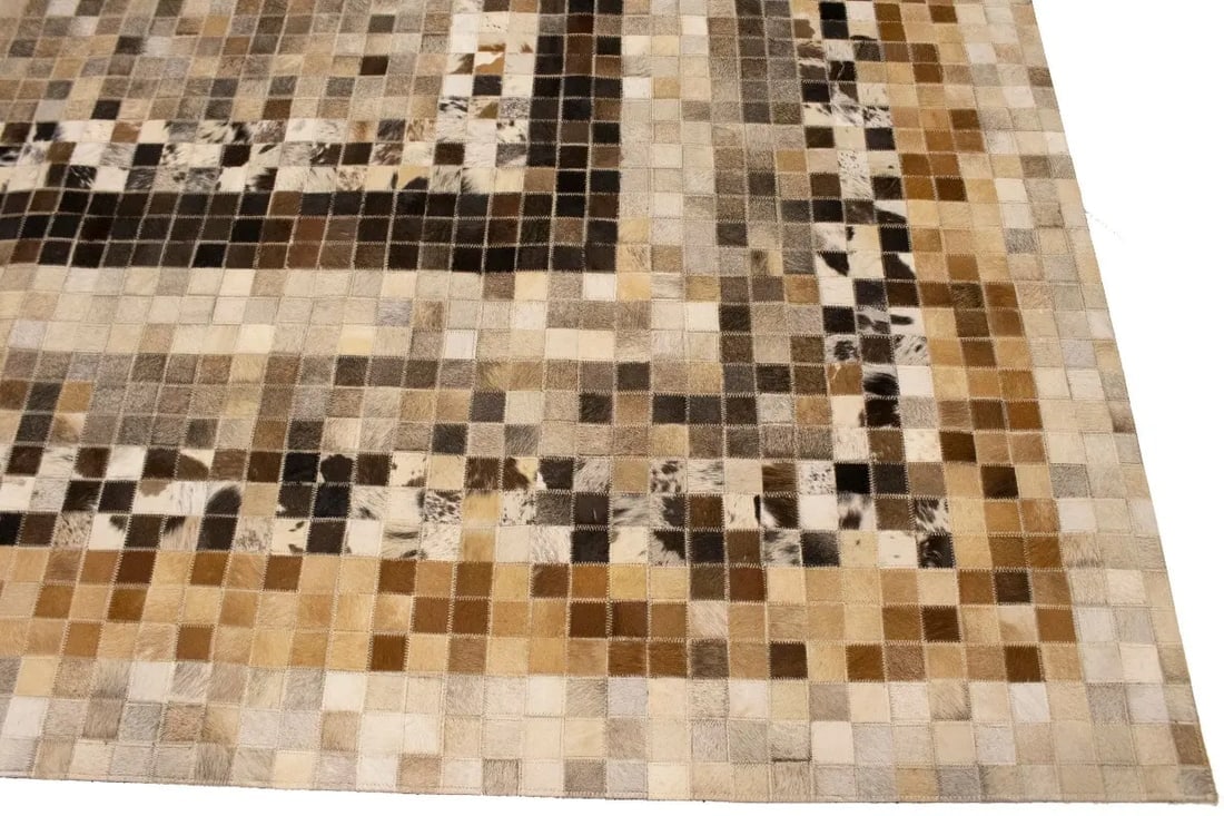 Multicolored Cowhide 8X10 Modern Leather Rug - 9