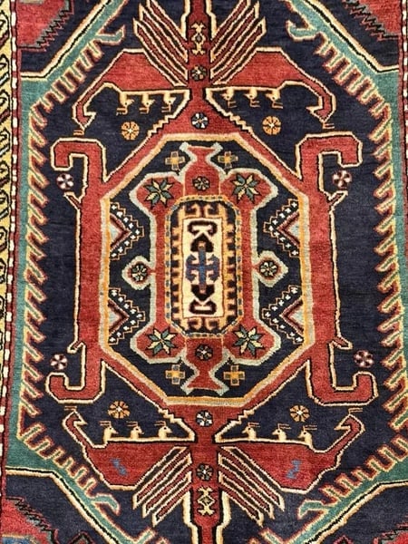 Persian Azarbaijan Hand-Knotted Wool Rug 4'7" x 7'2" Navy Tribal Oriental Rug - 5