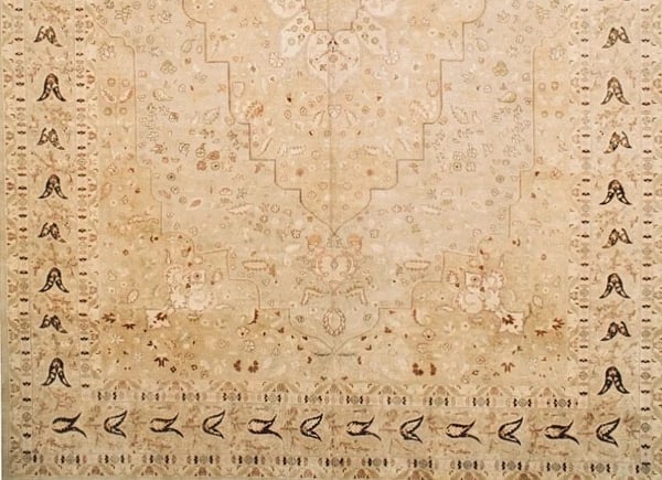 Hand Knotted Indo-Persian Beige Wool Oriental Area Rug Carpet 12'1" x 17'9" - 2