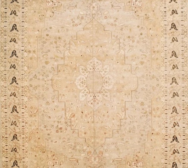 Hand Knotted Indo-Persian Beige Wool Oriental Area Rug Carpet 12'1" x 17'9" - 3