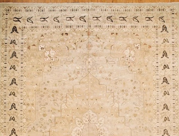 Hand Knotted Indo-Persian Beige Wool Oriental Area Rug Carpet 12'1" x 17'9" - 4