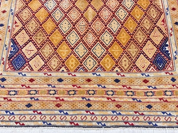 Hand-Knotted Balouch Tribal Wool Geometric Afghan Oriental Area Rug 4'1" x 6'10" - 2