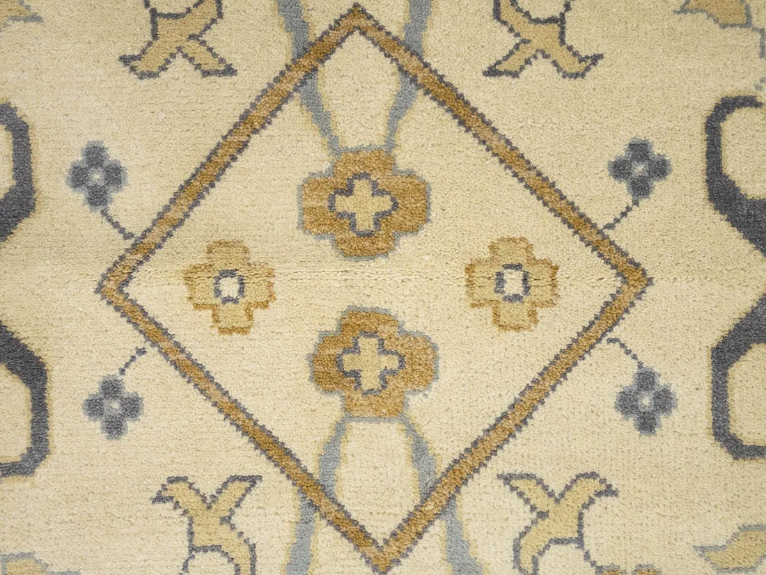 Ivory Floral Traditional 12x18 Oushak Oriental Rug - 13