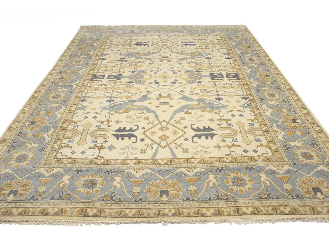 Ivory Floral Traditional 12x18 Oushak Oriental Rug - 4