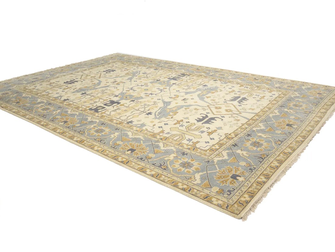 Ivory Floral Traditional 12x18 Oushak Oriental Rug - 6