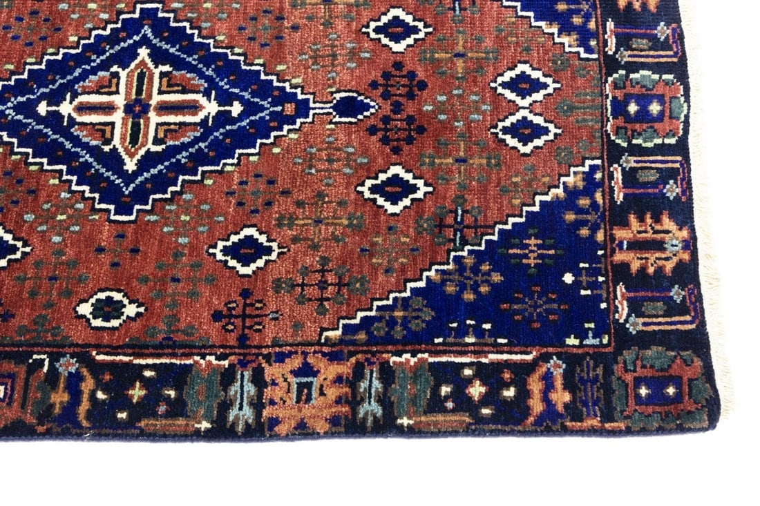 Rust & Navy Tribal 3X8 Indo-Joshaghan Oriental Runner Rug - 12