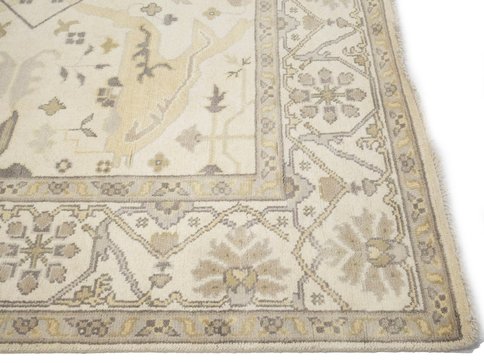 Cream Floral 8X16 Oushak Oriental Rug - 11