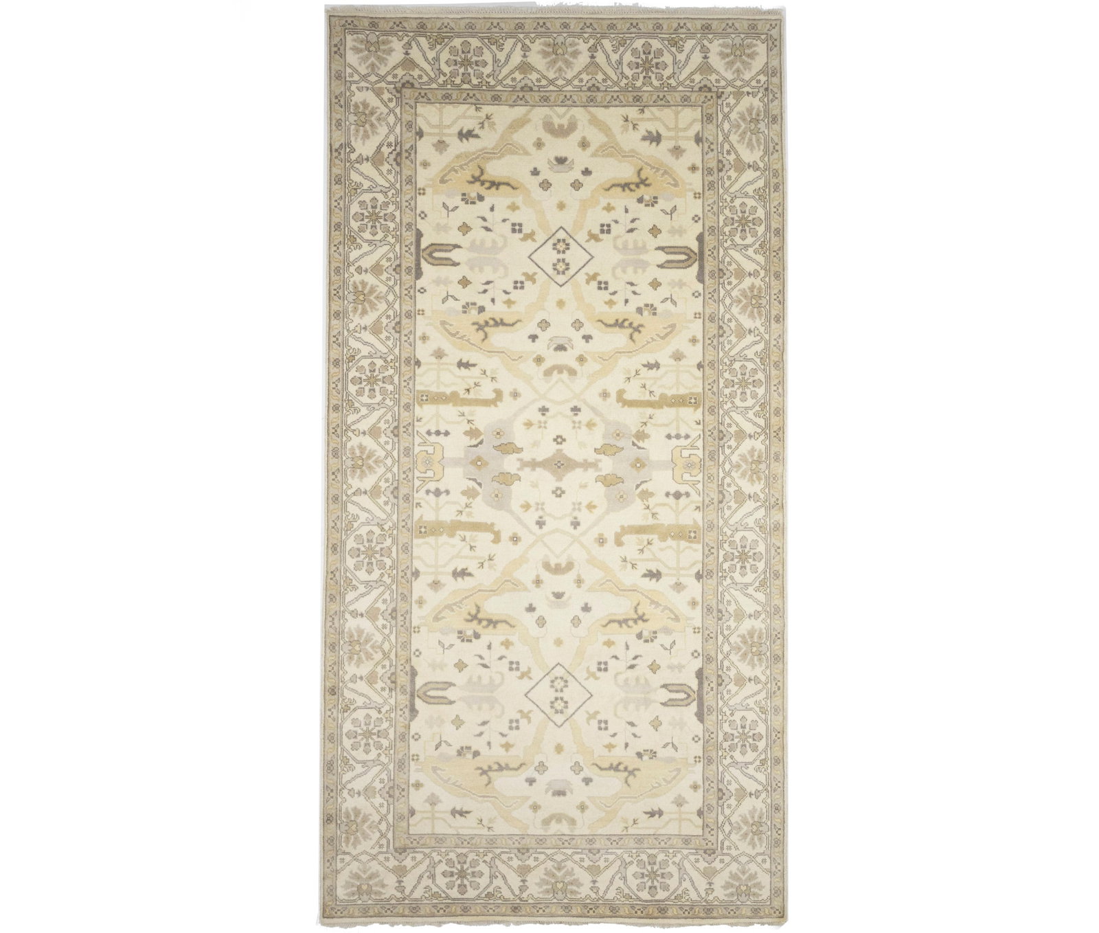 Cream Floral 8X16 Oushak Oriental Rug: Title:Cream Floral 8X16 Oushak Oriental Rug Description:Hand Knotted 8X16 cream oriental rug made with natural dyes (fine wool pile and cotton foundation), superior knot count, and alluring ancient de