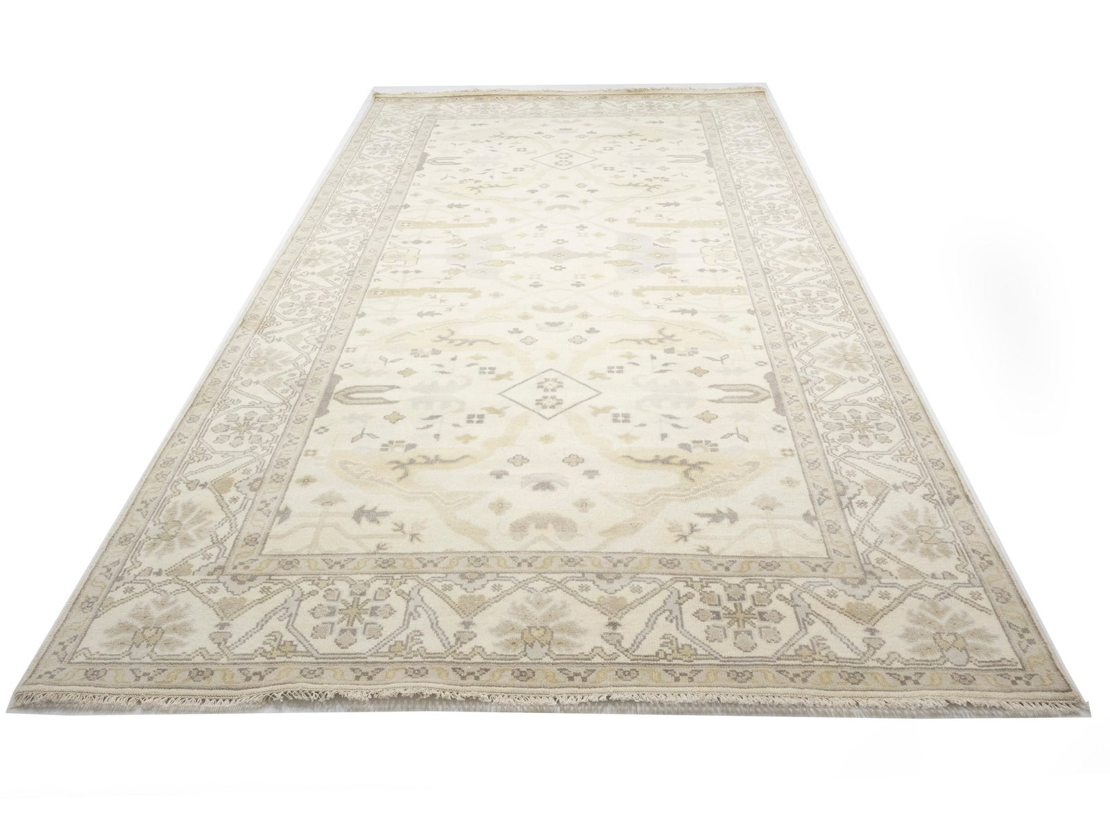 Cream Floral 8X16 Oushak Oriental Rug - 3