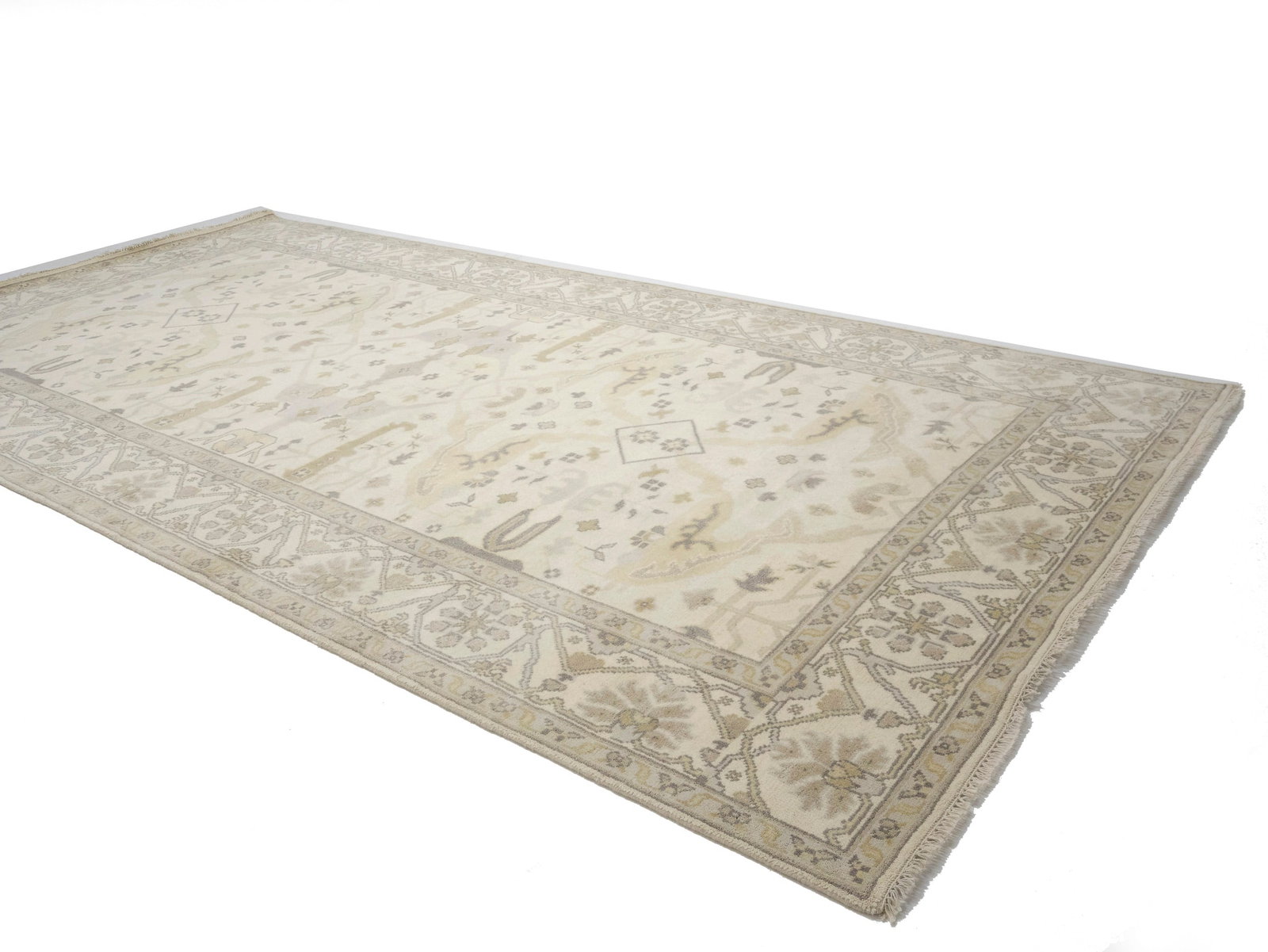 Cream Floral 8X16 Oushak Oriental Rug - 4