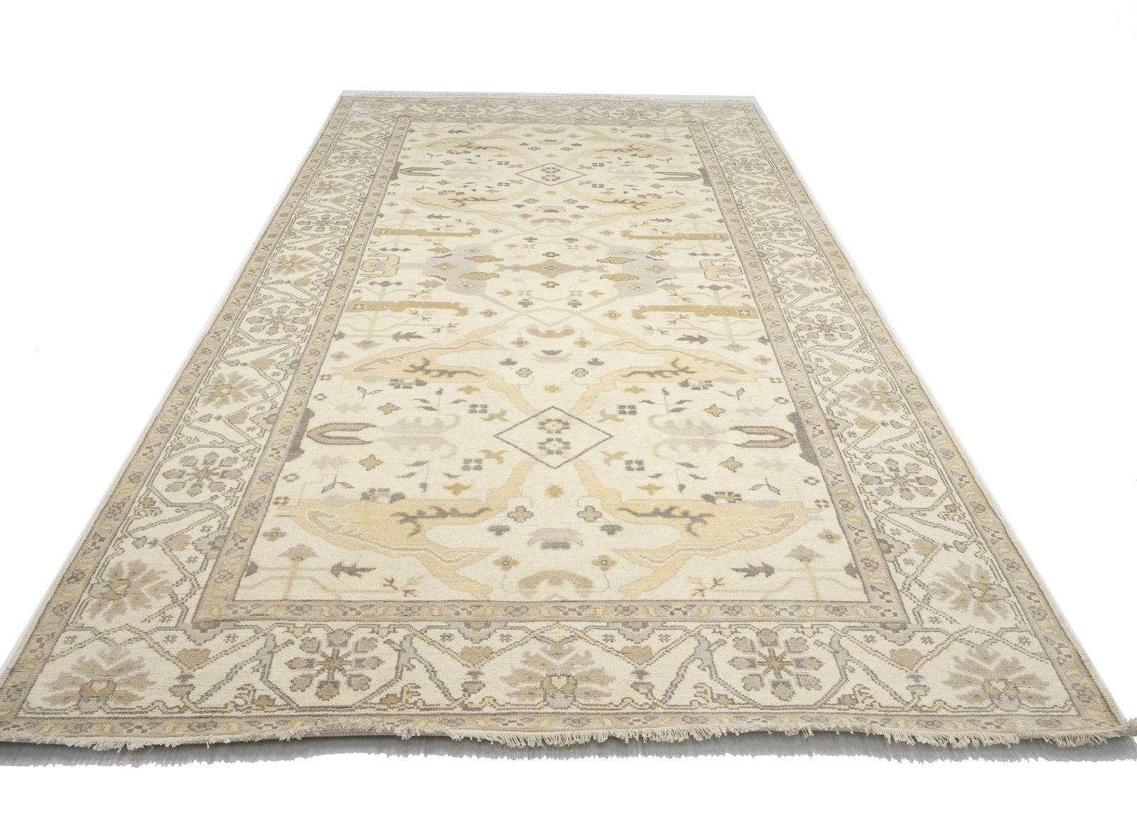 Cream Floral 8X16 Oushak Oriental Rug - 5