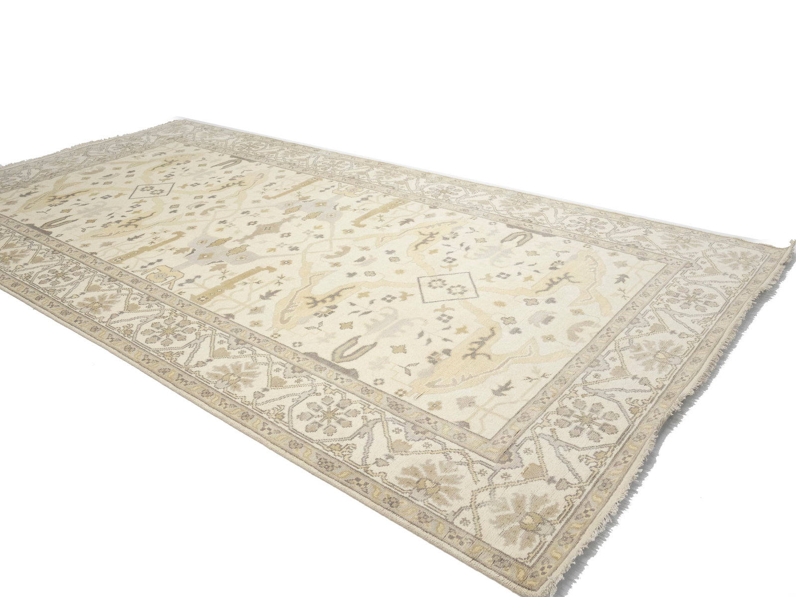 Cream Floral 8X16 Oushak Oriental Rug - 6