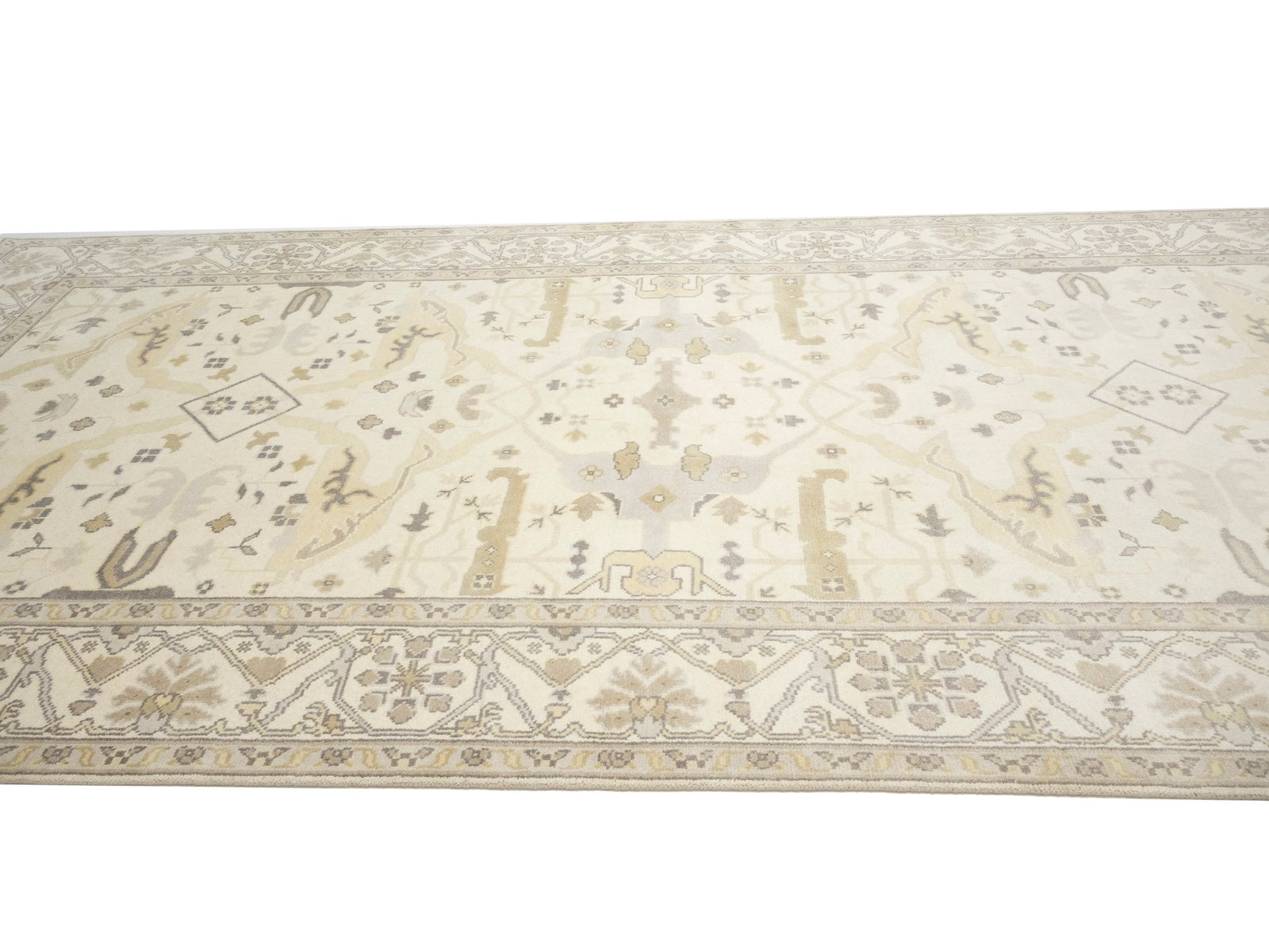 Cream Floral 8X16 Oushak Oriental Rug - 7