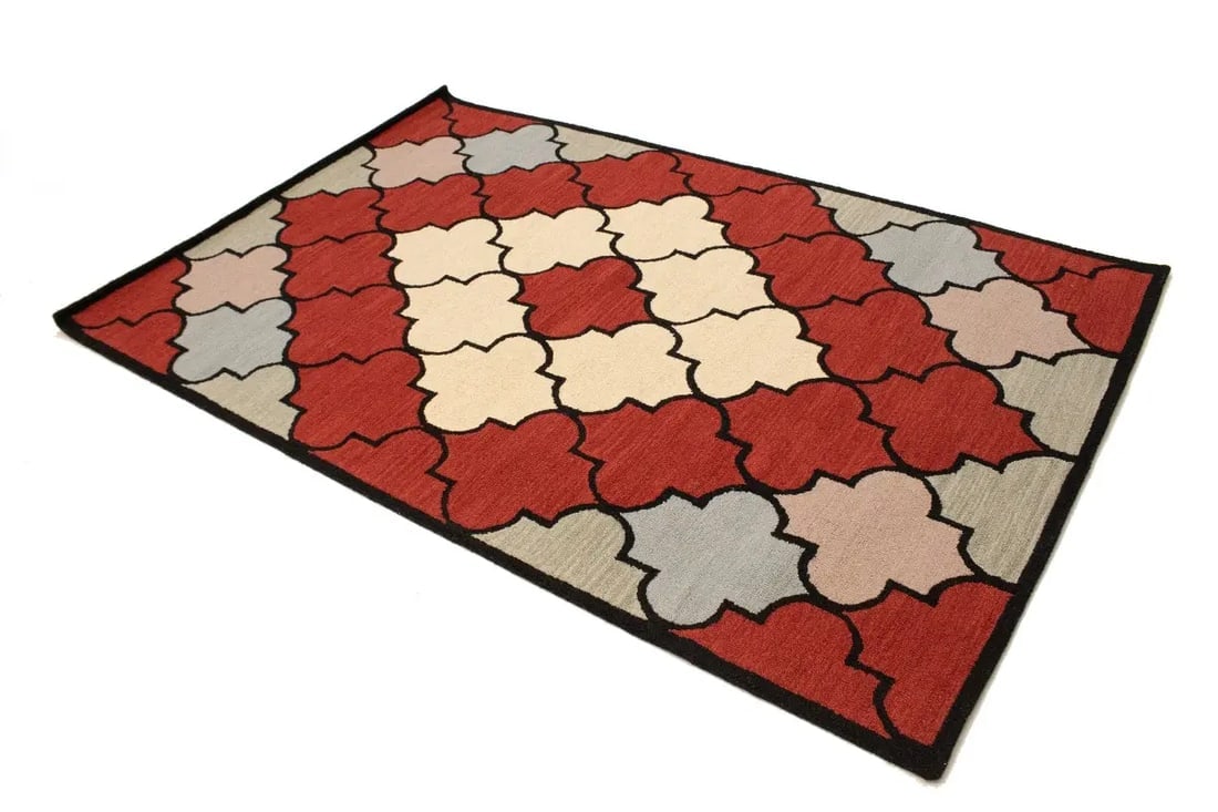 Multicolored Trellis 5X8 Hand-Tufted Modern Rug - 4
